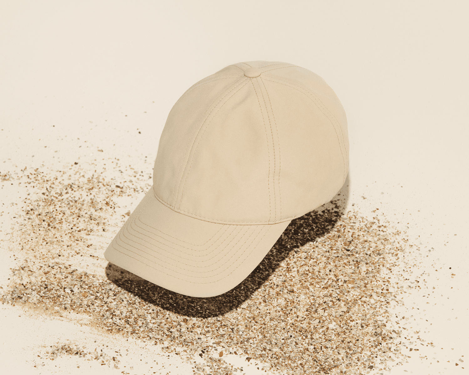 front view of a beige seaqual cap from varsity headwear in soft front shape
