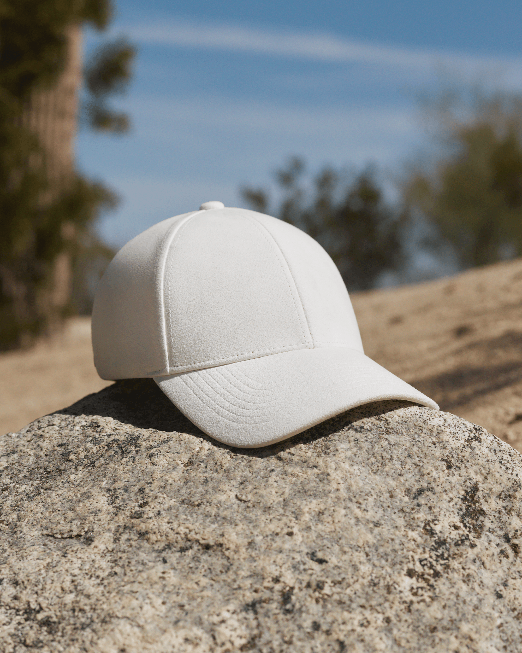 Prima White Alcantara baseball caps from Varsity Headwear