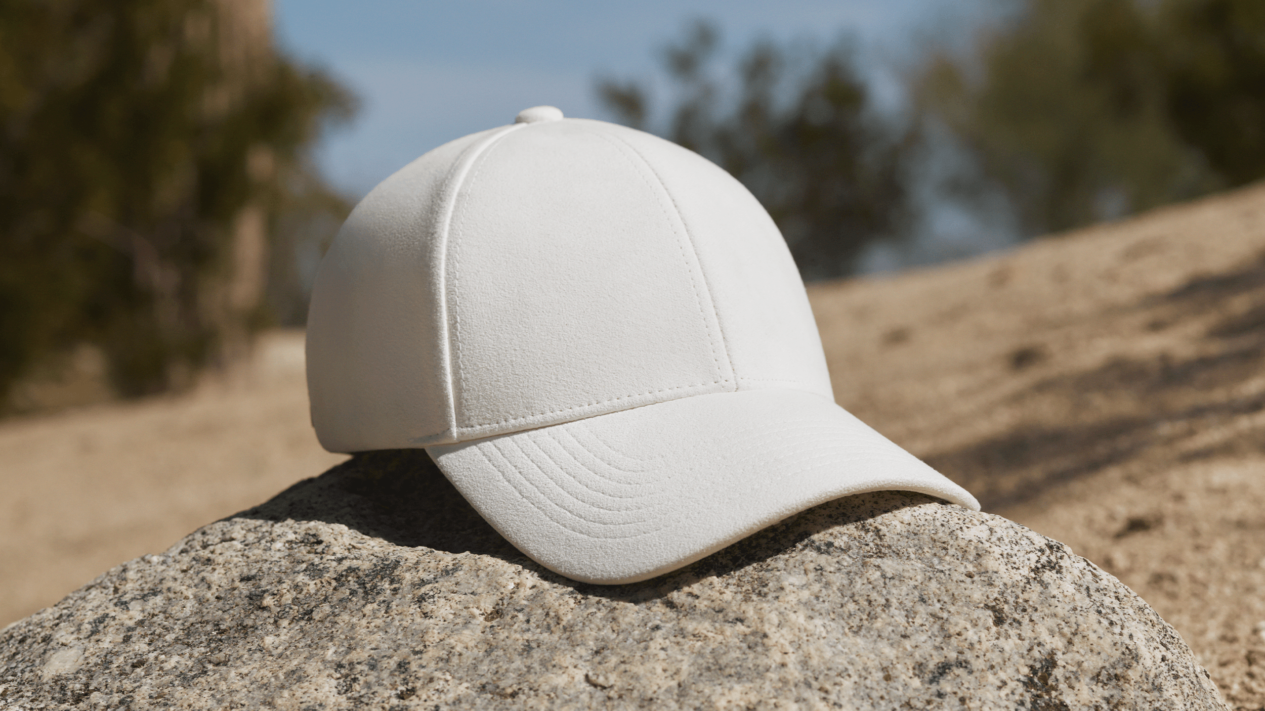 Prima White Alcantara baseball caps from Varsity Headwear