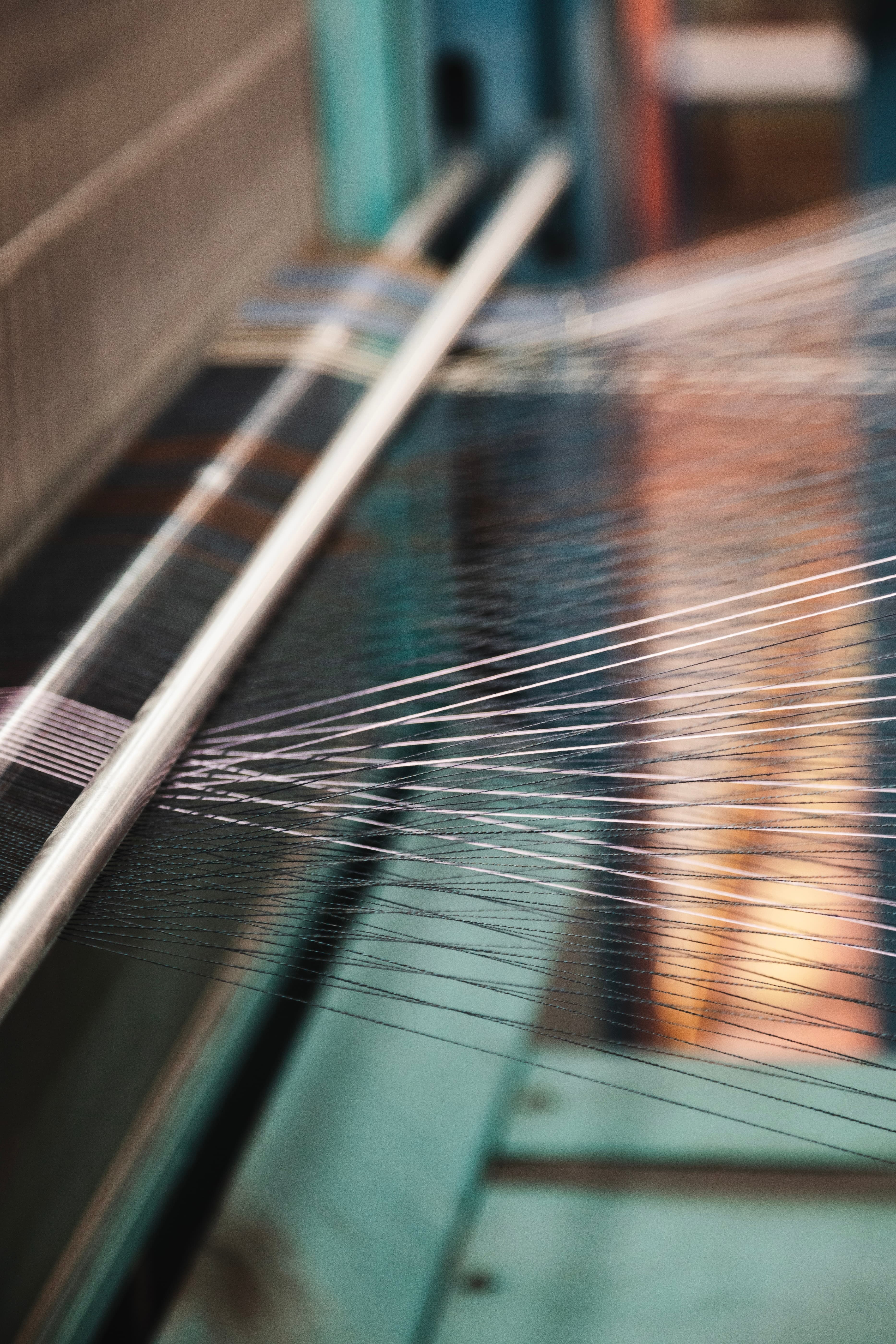 Behind the scenes image of weaving machine for linen