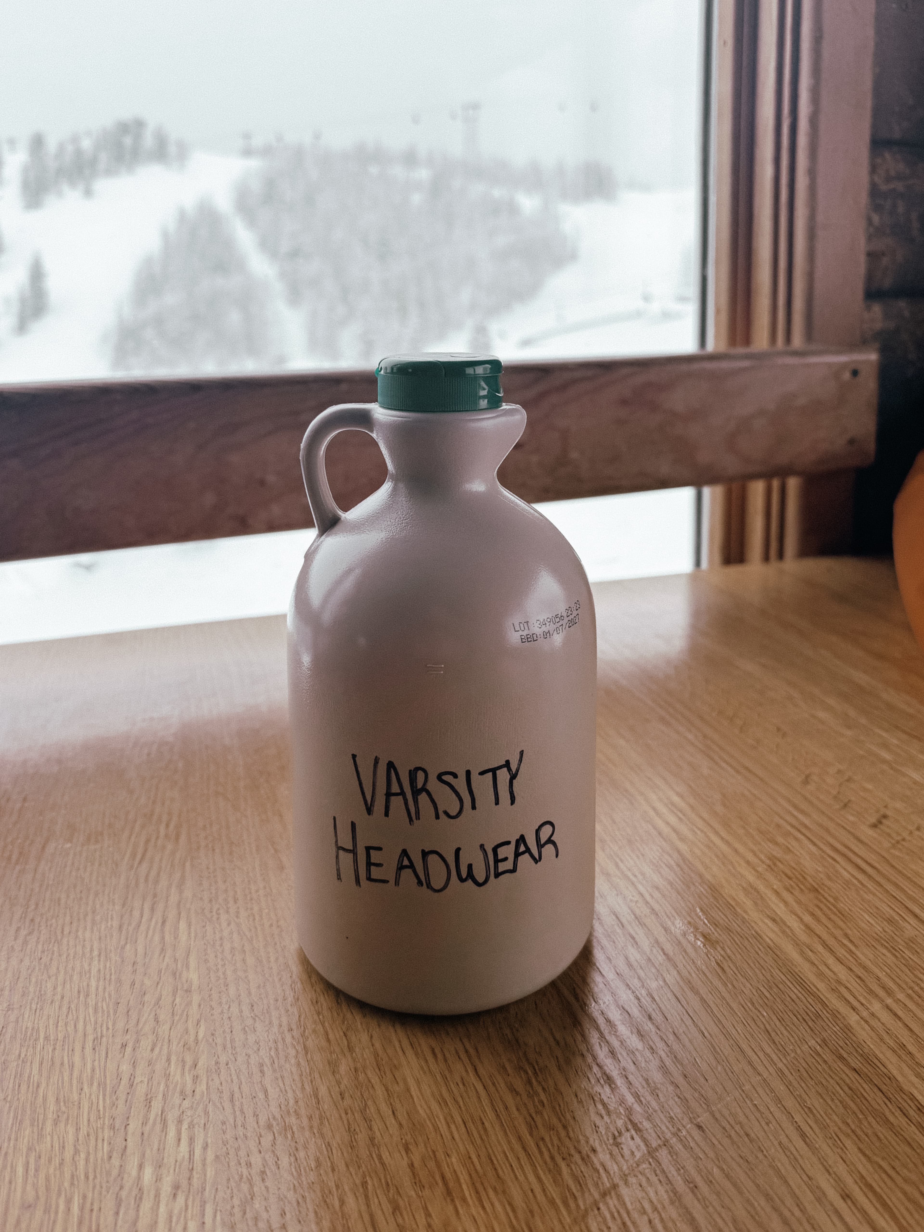 Bottle of Varsity Headwear syrup at Bonnies in Aspen