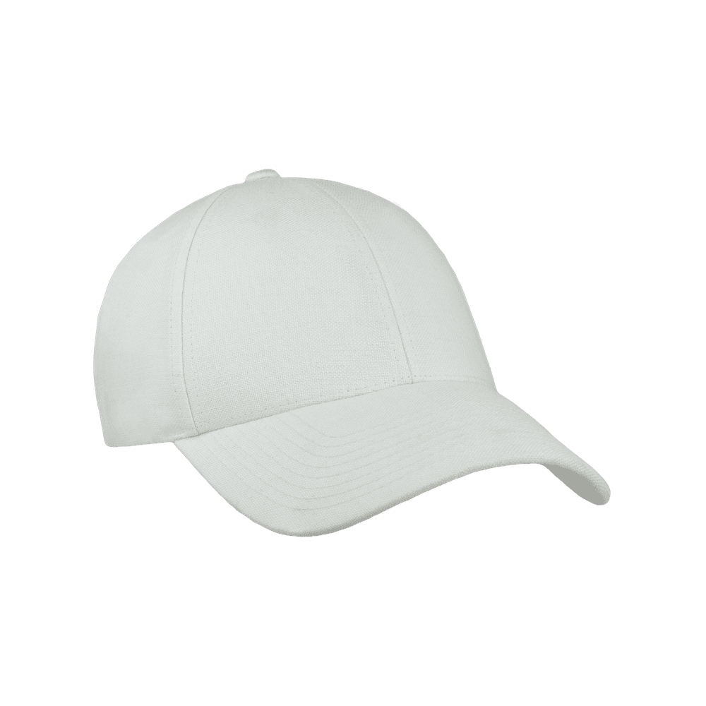 Front view of a Varsity Headwear Legacy structured shell white baseball cap in Italian linen