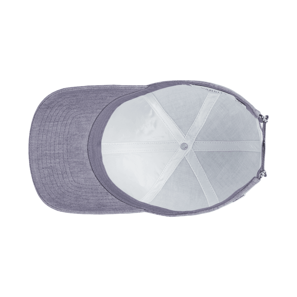 Inside view of a Varsity Headwear legacy structured provence lavender baseball cap in Italian Linen