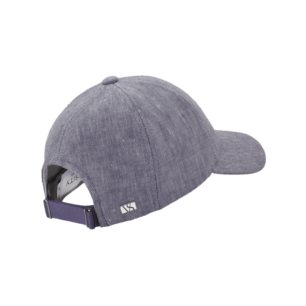 Back view of a Varsity Headwear legacy structured provence lavender baseball cap in Italian Linen