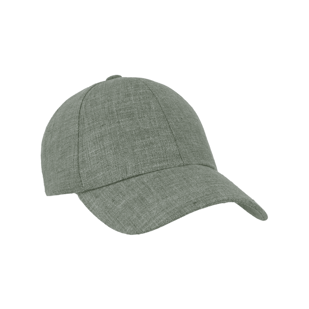 Front view of a Varsity Headwear Legacy structured pistachio green baseball cap in Italian linen