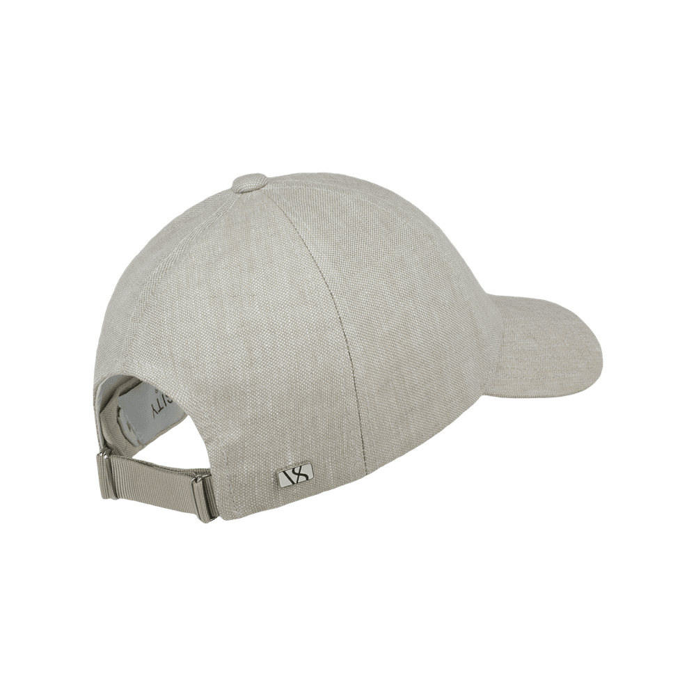 Back view of a Varsity Headwear legacy structured baseball cap in Italian Linen, shown in color hampton beige