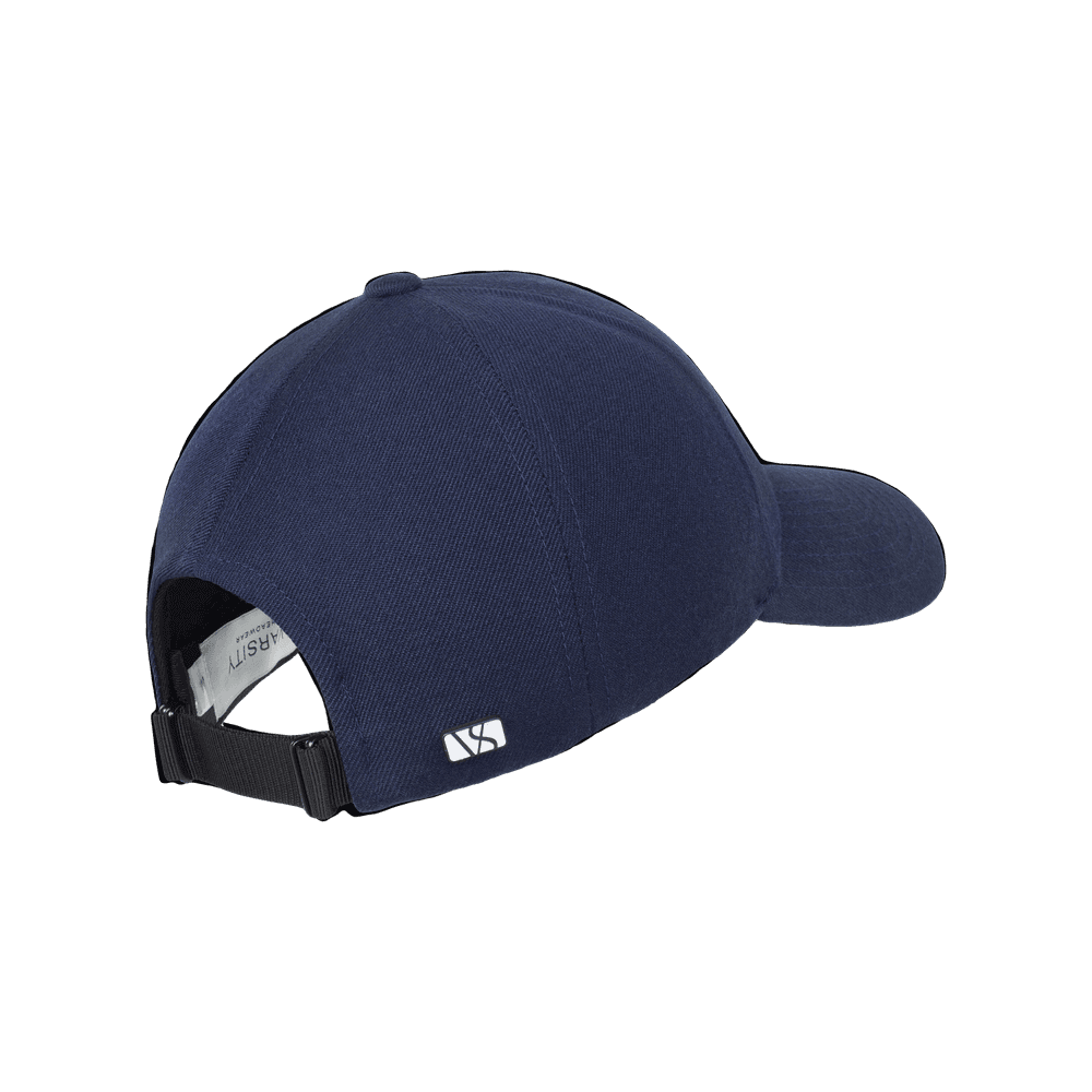 Back view of a Varsity Headwear legacy structured college baseball cap, shown in color dark navy