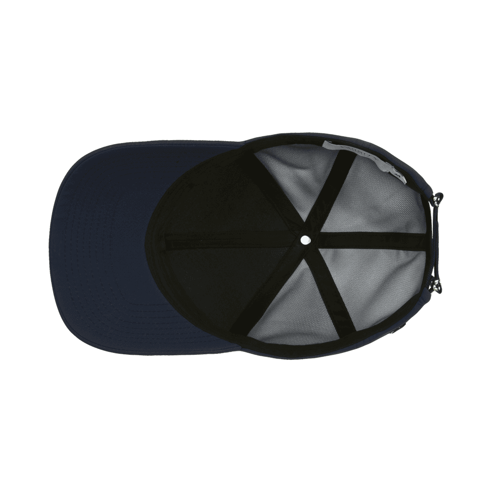 Inside view of a Varsity Headwear legacy structured active tech navy baseball cap
