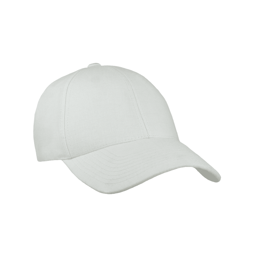 Front view of a Varsity Headwear legacy soft shell white baseball cap in Italian Linen