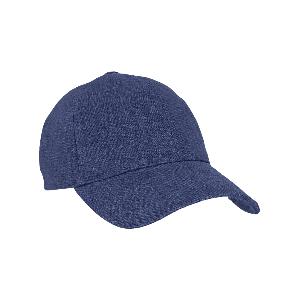 Front view of a Varsity Headwear legacy soft oxford blue baseball cap in Italian Linen
