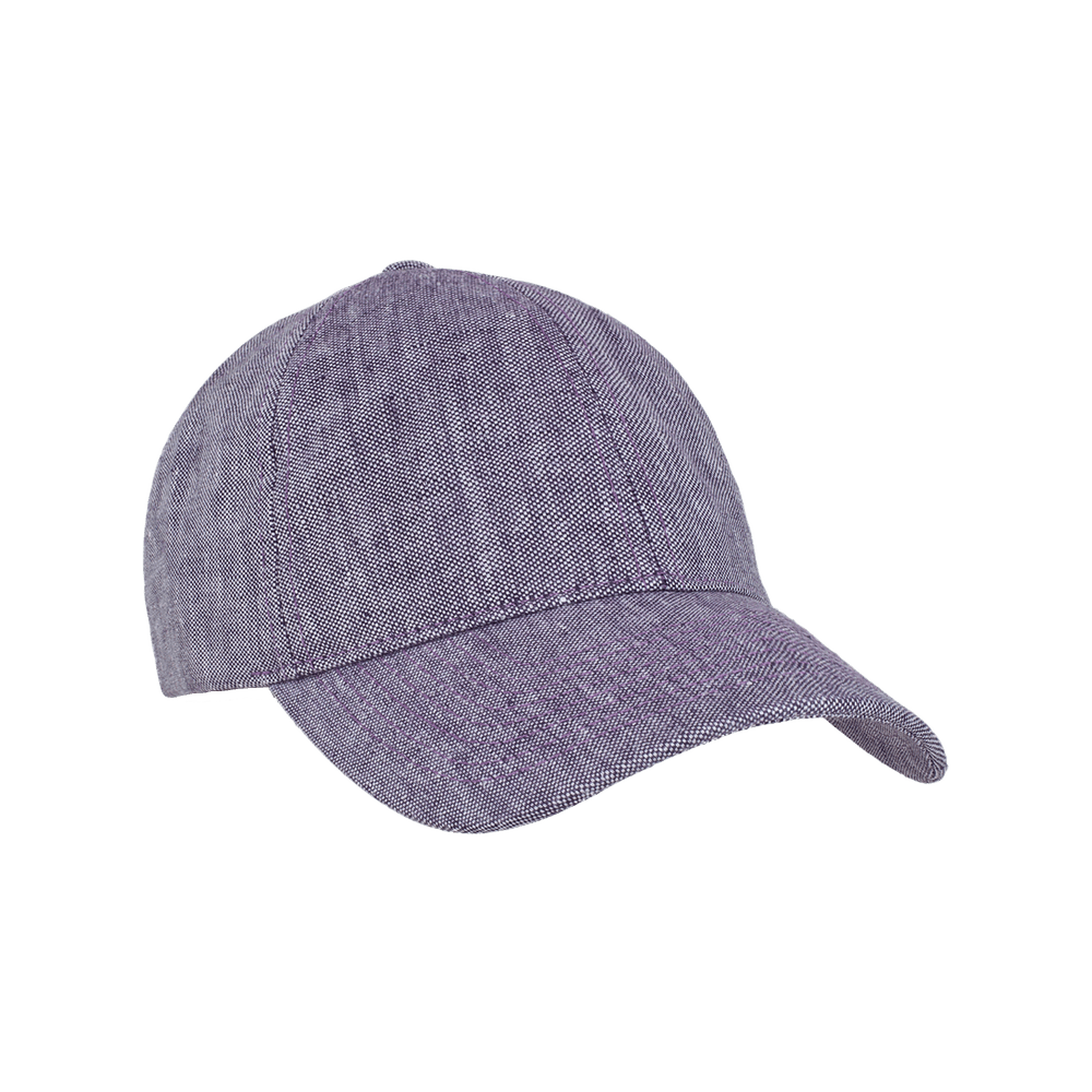 Front view of a Varsity Headwear legacy soft provence lavender baseball cap in Italian Linen