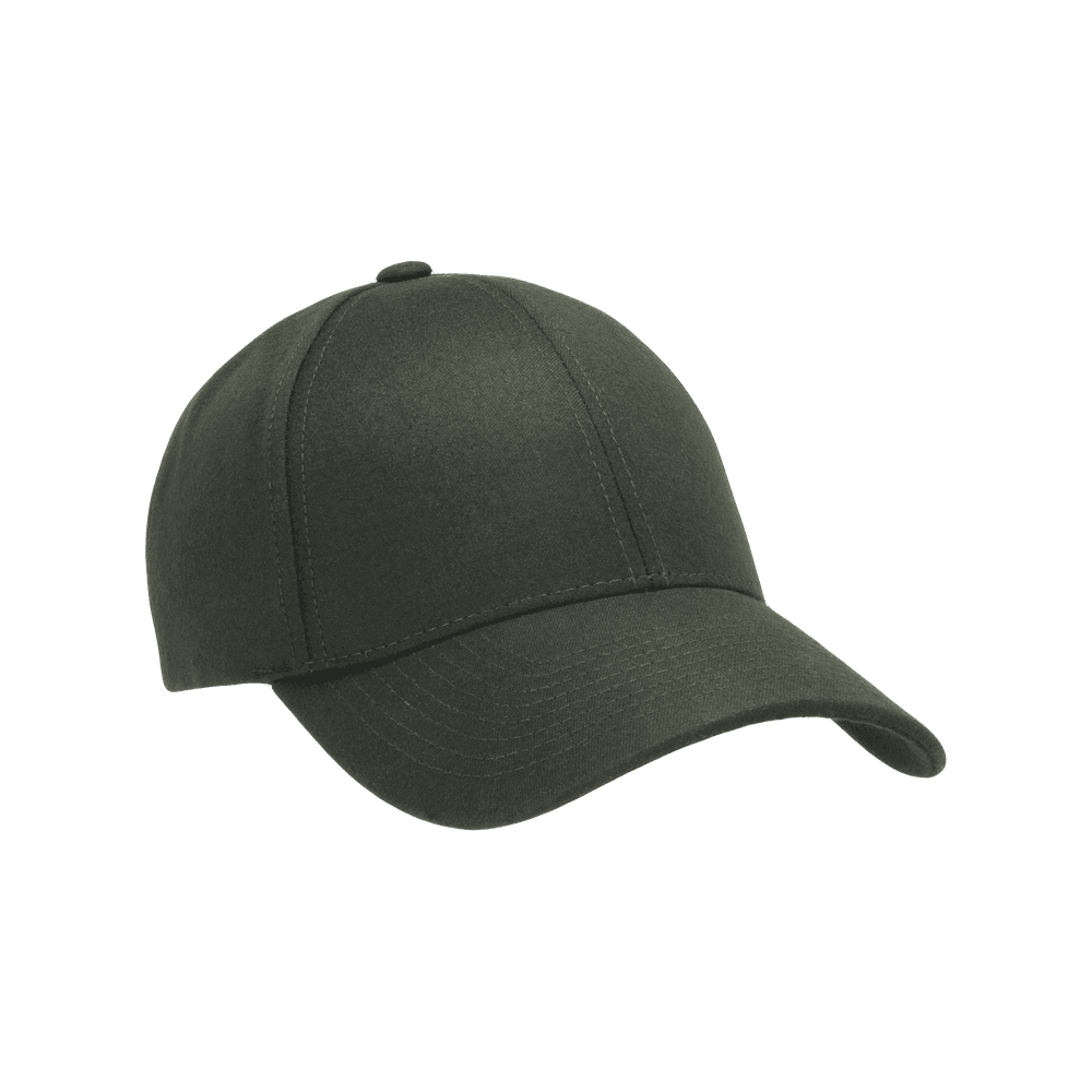 Front view of a Varsity Headwear legacy structured wool tech green baseball cap