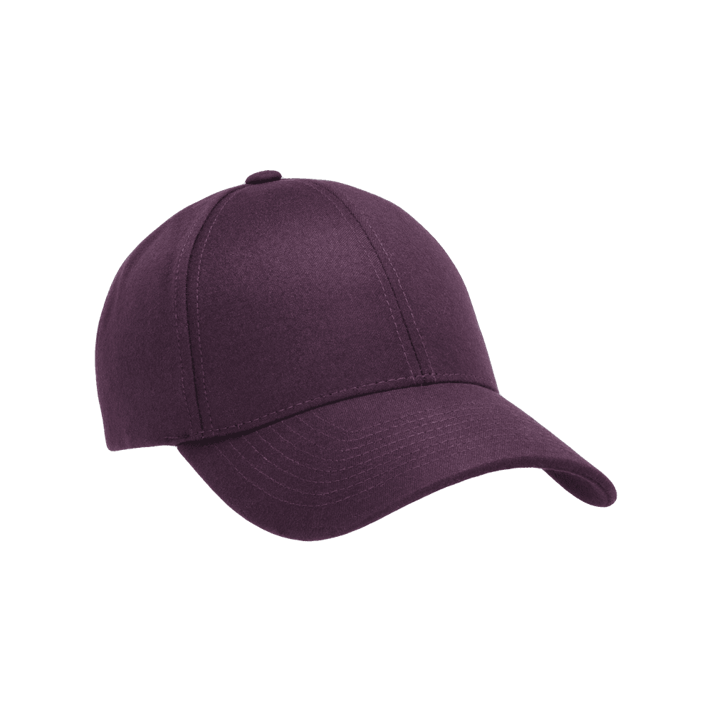 Front view of a Varsity Headwear legacy structured wool tech burgundy baseball cap