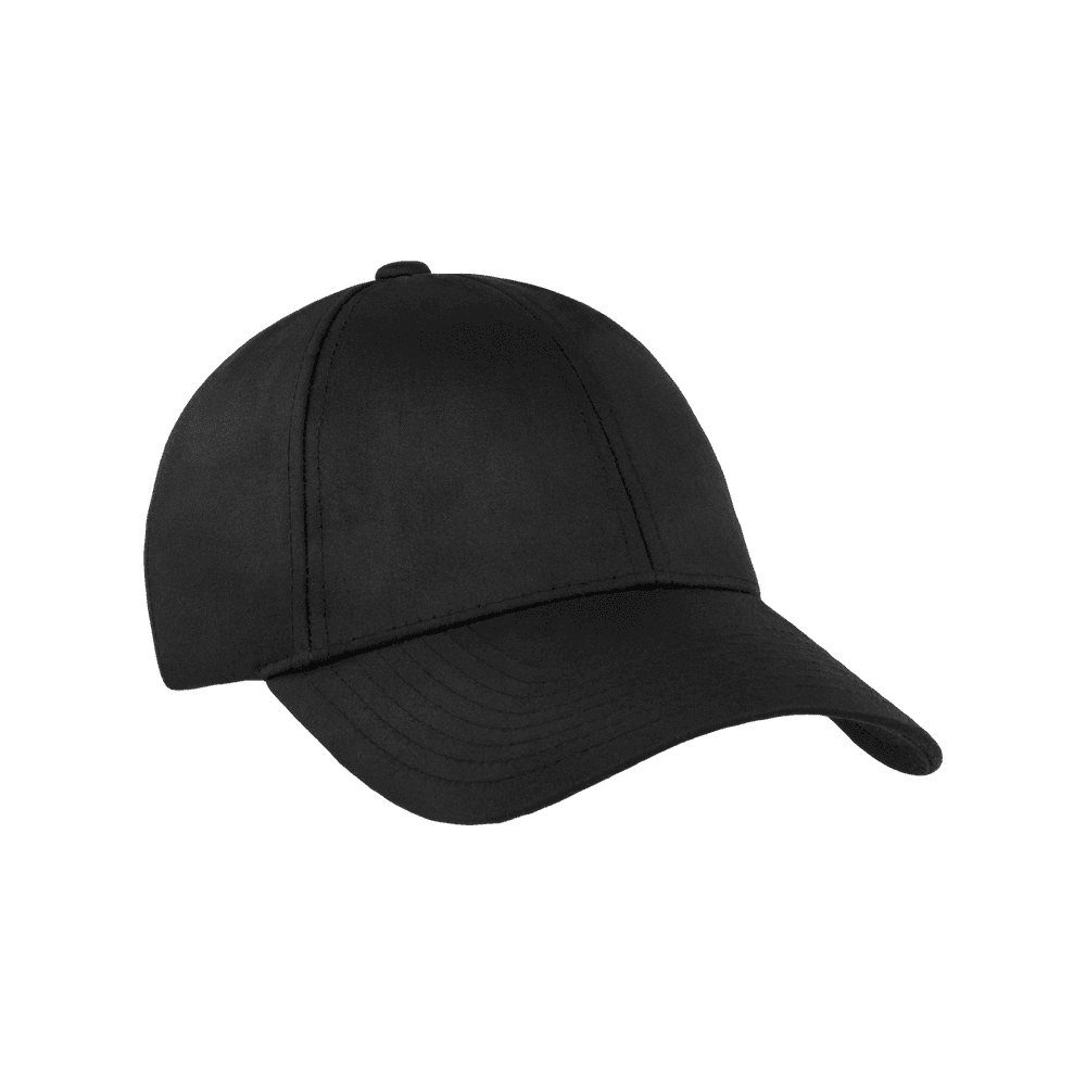 Front view of a Varsity Headwear legacy structured oilskin black baseball cap