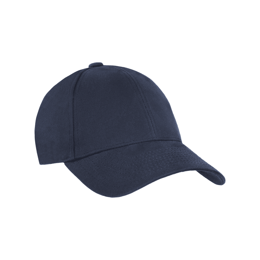 Front view of a Varsity Headwear legacy structured oilskin navy baseball cap