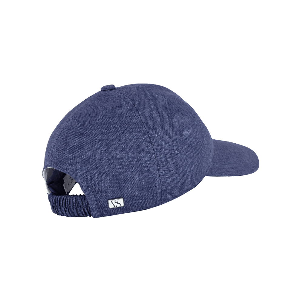 Back view of a Varsity Headwear linen kids baseball cap, shown in color oxford blue