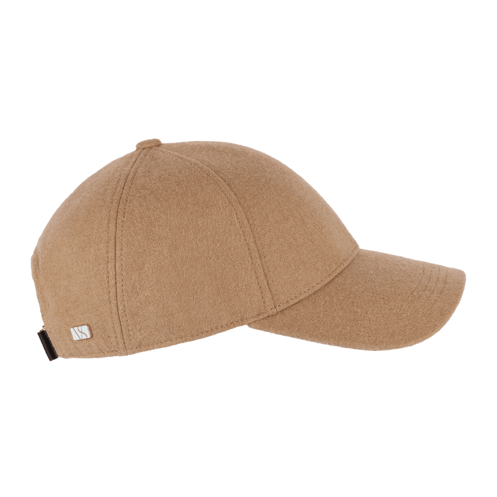 Side view of a Varsity Headwear legacy structured camel hair baseball cap