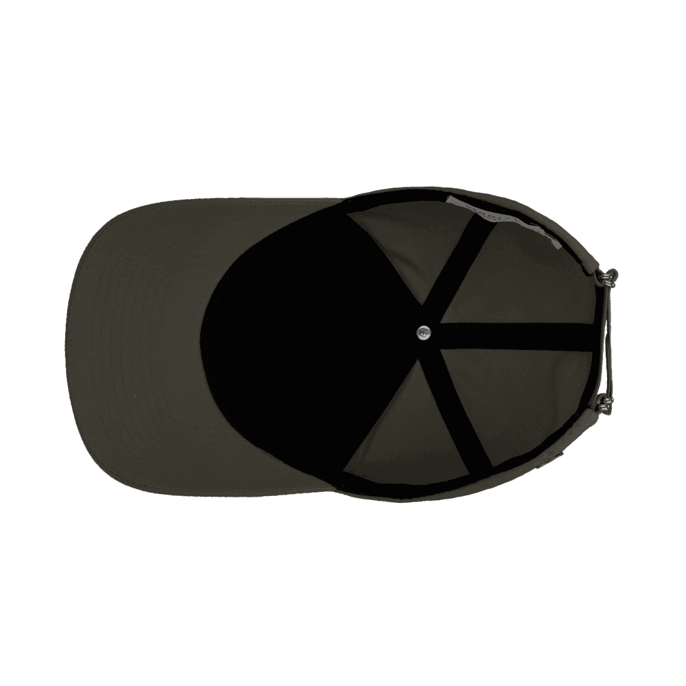 Inside view of a Varsity Headwear legacy structured ventile cotton leather brown baseball cap