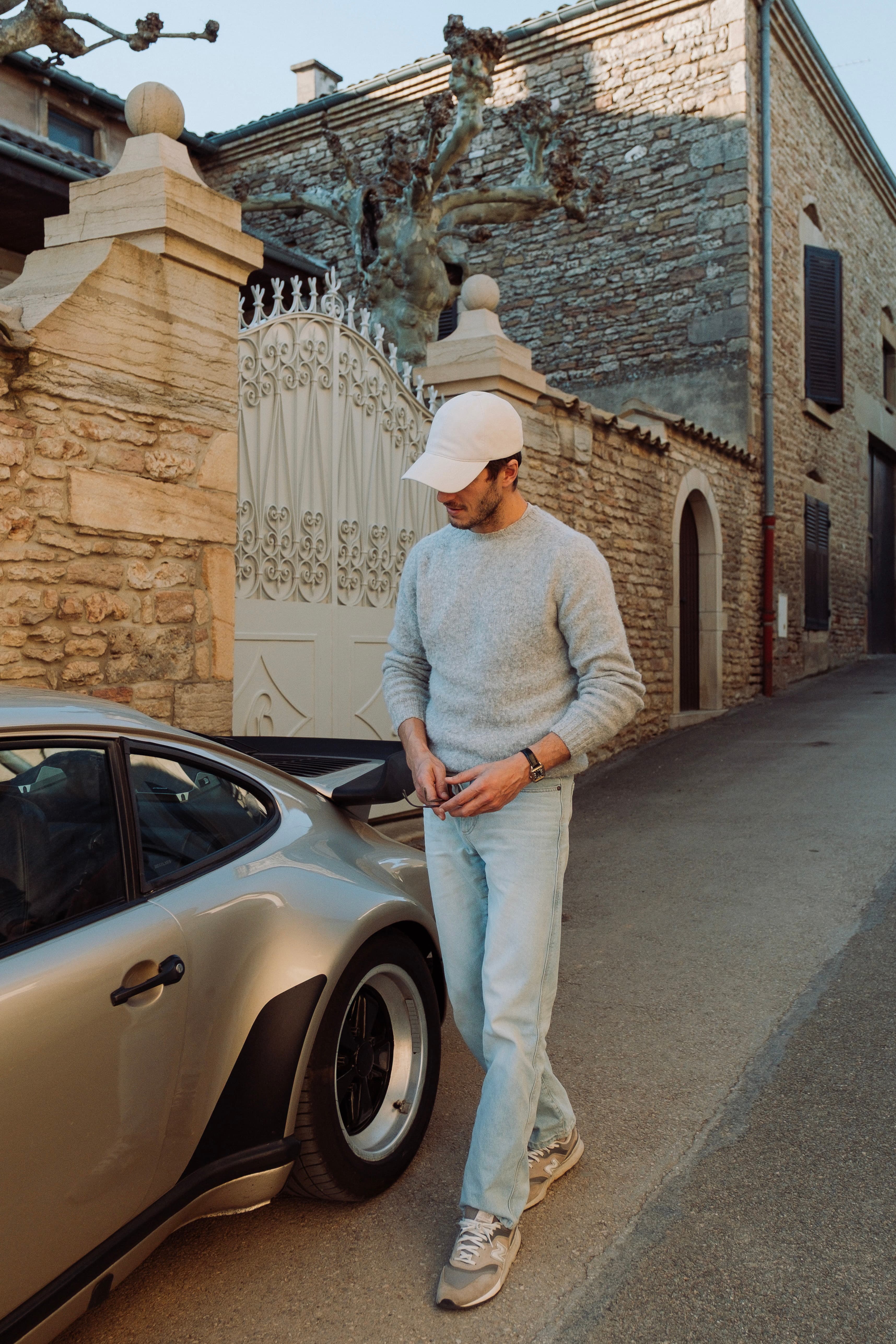 Hedi Sersoub Varsity Headwear ambassador wearing a white alcantara cap